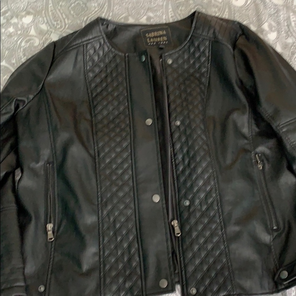 Plus size black leather jacket
